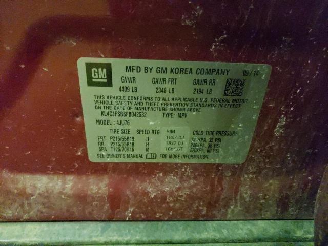 KL4CJFSB6FB042532 - 2015 BUICK ENCORE CONVENIENCE RED photo 12