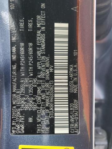 5TDJKRFH4GS506213 - 2016 TOYOTA HIGHLANDER XLE 蓝色 照片 13