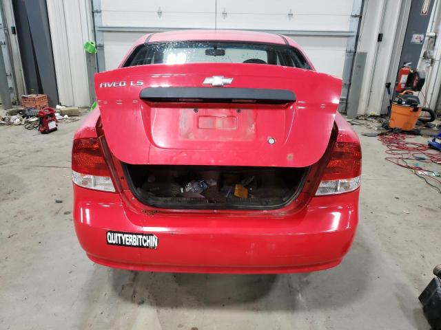KL1TD52665B493444 - 2005 CHEVROLET AVEO BASE RED photo 6