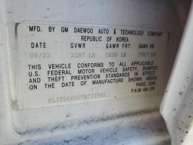KL1TD66607B731582 - 2007 CHEVROLET AVEO BASE Ağ foto 12