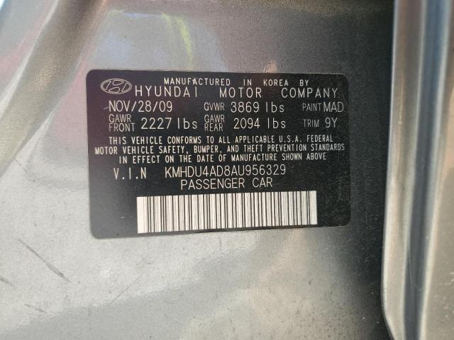 KMHDU4AD8AU956329 - 2010 HYUNDAI ELANTRA BLUE SILVER photo 12