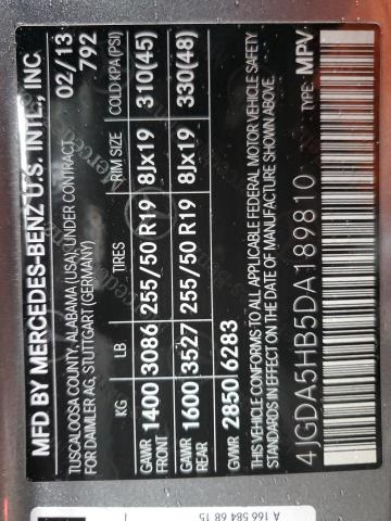 4JGDA5HB5DA189810 - 2013 MERCEDES-BENZ ML 350 4MATIC GRAY photo 13