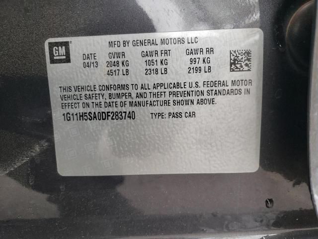 1G11H5SA0DF283740 - 2013 CHEVROLET MALIBU LTZ გრაფიტი ფოტო 12