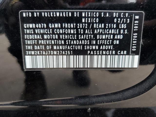 3VW2K7AJ7DM274251 - 2013 VOLKSWAGEN JETTA BASE Qara foto 12