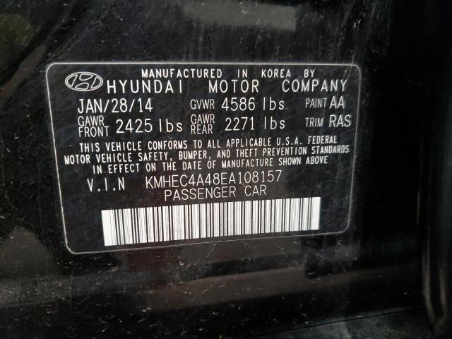 KMHEC4A48EA108157 - 2014 HYUNDAI SONATA HYBRID BLACK photo 12