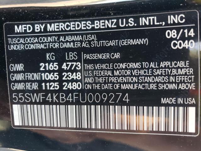 55SWF4KB4FU009274 - 2015 MERCEDES-BENZ C 300 4MATIC BLACK photo 12