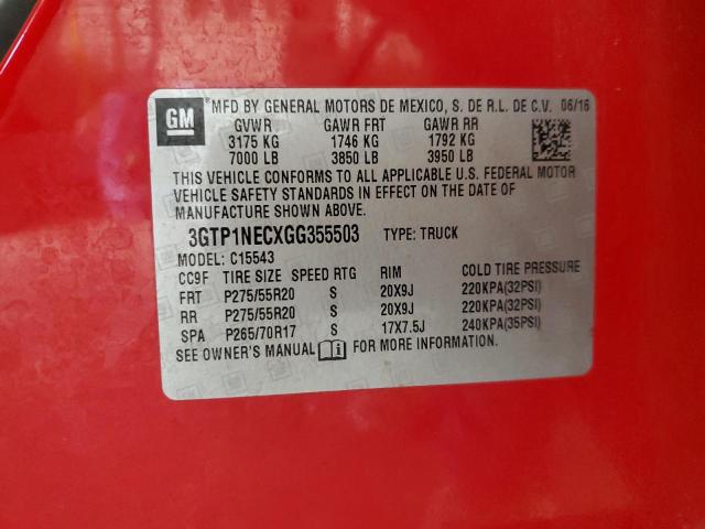 3GTP1NECXGG355503 - 2016 GMC SIERRA C1500 SLT RED photo 12