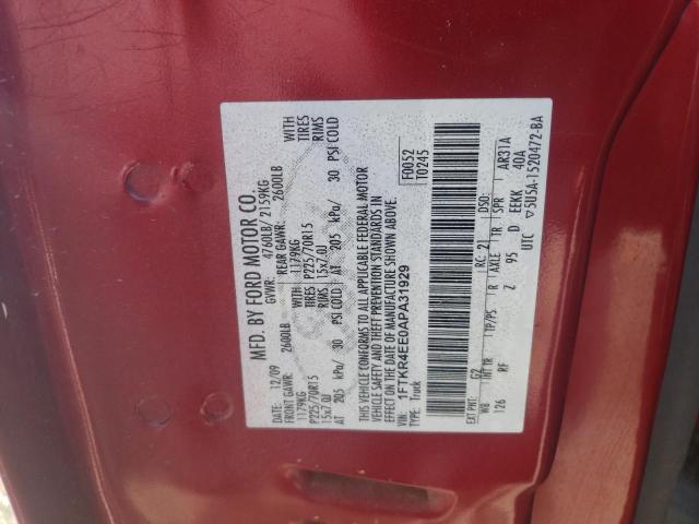 1FTKR4EE0APA31929 - 2010 FORD RANGER SUPER CAB RED photo 13