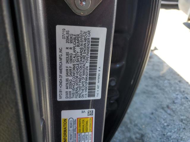1HGCV2F99KA031374 - 2019 HONDA ACCORD TOURING Сұр фото 13