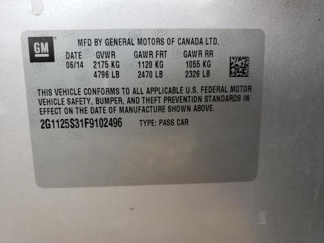 2G1125S31F9102496 - 2015 CHEVROLET IMPALA LT SILVER photo 12