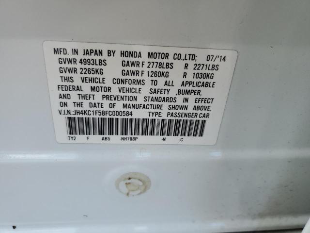 JH4KC1F58FC000584 - 2015 ACURA RLX TECH WHITE photo 12