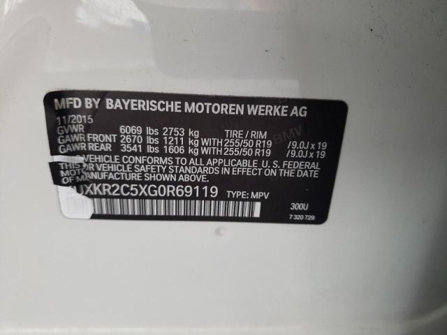 5UXKR2C5XG0R69119 - 2016 BMW X5 SDRIVE35I WHITE photo 13