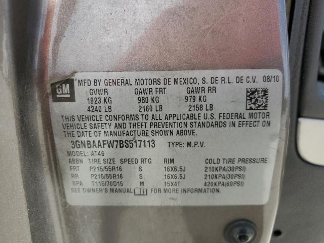 3GNBAAFW7BS517113 - 2011 CHEVROLET HHR LS 灰色 照片 12
