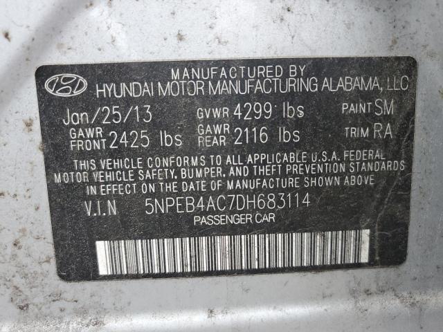 5NPEB4AC7DH683114 - 2013 HYUNDAI SONATA GLS SILVER photo 12