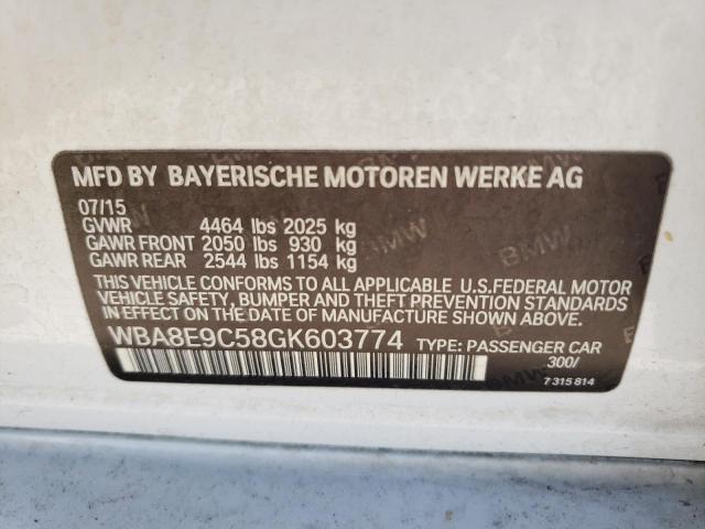 WBA8E9C58GK603774 - 2016 BMW 328 I SULEV WHITE photo 12