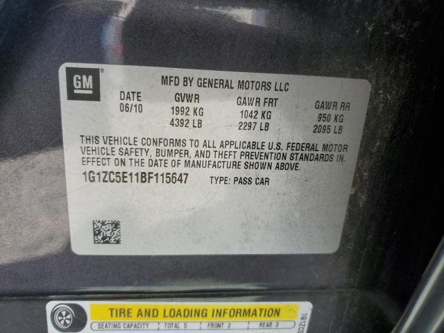 1G1ZC5E11BF115647 - 2011 CHEVROLET MALIBU 1LT Сұр фото 12