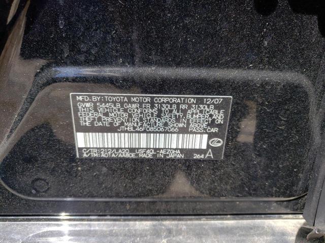 JTHBL46F085067066 - 2008 LEXUS LS 460 BLACK photo 13