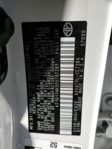 4T1G11AKXPU787281 - 2023 TOYOTA CAMRY SE NIGHT SHADE WHITE photo 12