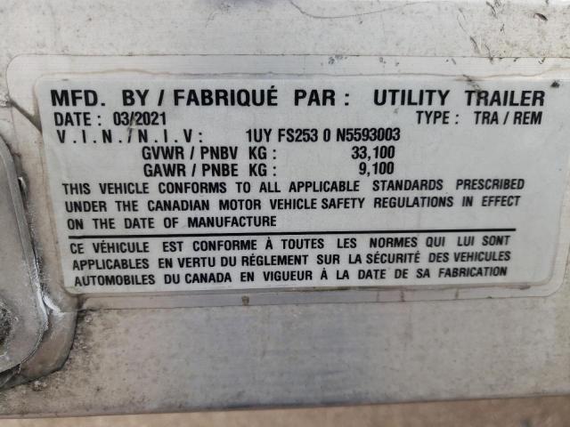1UYFS2530N5593003 - 2022 UTILITY TRAILER SILVER photo 10