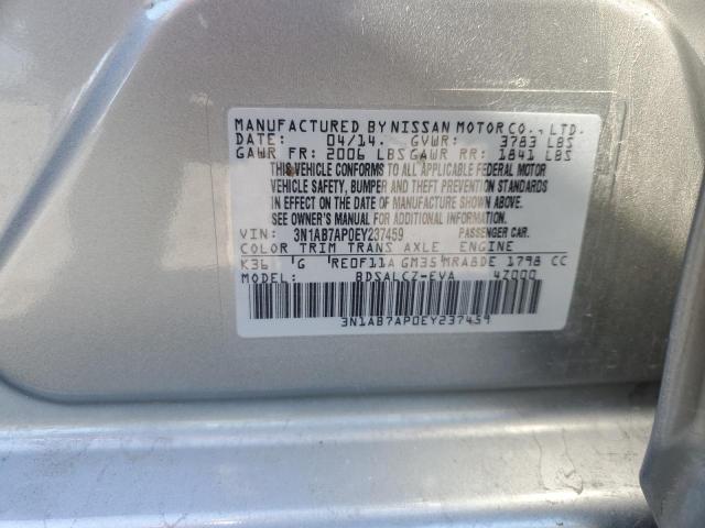 3N1AB7AP0EY237459 - 2014 NISSAN SENTRA S GRAY photo 12