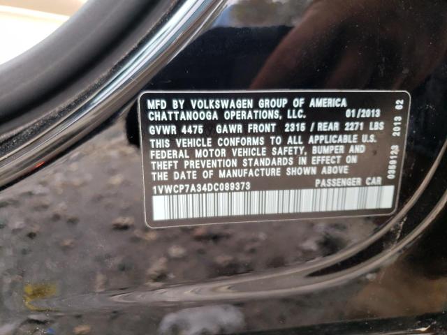 1VWCP7A34DC089373 - 2013 VOLKSWAGEN PASSAT SEL BLACK photo 12