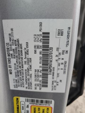 1FA6P0H76E5370120 - 2014 FORD FUSION SE SILVER photo 13