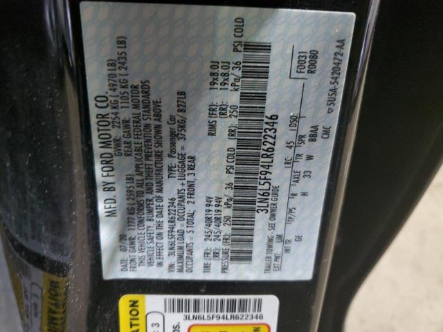 3LN6L5F94LR622346 - 2020 LINCOLN MKZ RESERVE შავი ფოტო 12