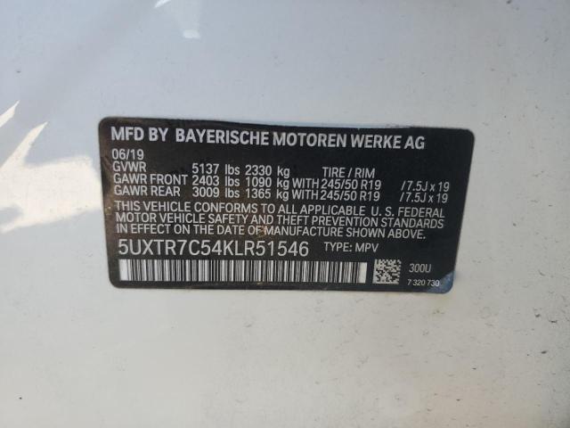 5UXTR7C54KLR51546 - 2019 BMW X3 SDRIVE30I WHITE photo 14
