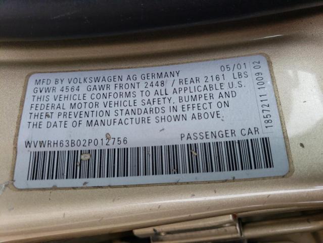 WVWRH63B02P012756 - 2002 VOLKSWAGEN PASSAT GLX Qızıl foto 13