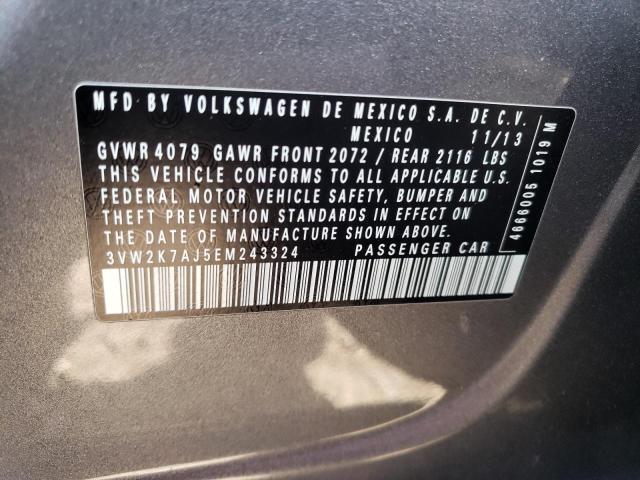 3VW2K7AJ5EM243324 - 2014 VOLKSWAGEN JETTA BASE 灰色 照片 12