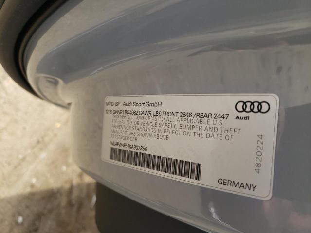 WUAPWAF51KA902856 - 2019 AUDI RS5 SILVER photo 12