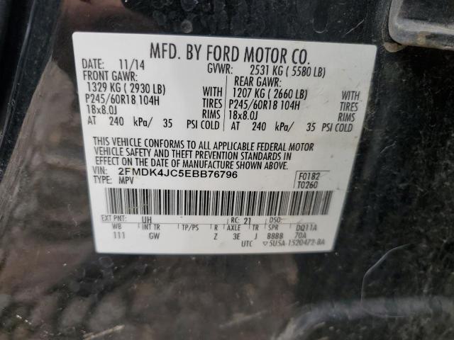 2FMDK4JC5EBB76796 - 2014 FORD EDGE SEL BLACK photo 13