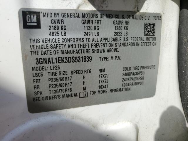 3GNAL1EK3DS531839 - 2013 CHEVROLET CAPTIVA LS 白色 照片 13