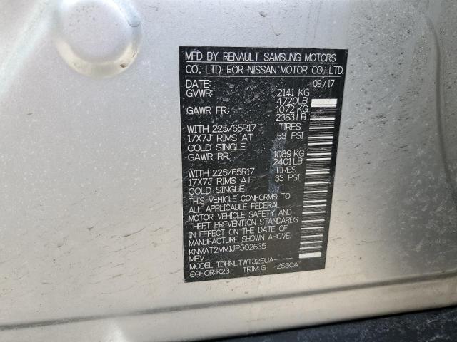 KNMAT2MV1JP502635 - 2018 NISSAN ROGUE S Күміс фото 13