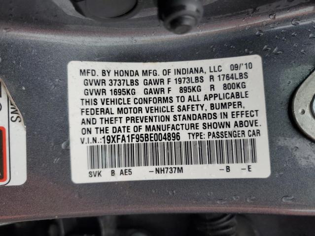 19XFA1F95BE004896 - 2011 HONDA CIVIC EXL GRAY photo 12