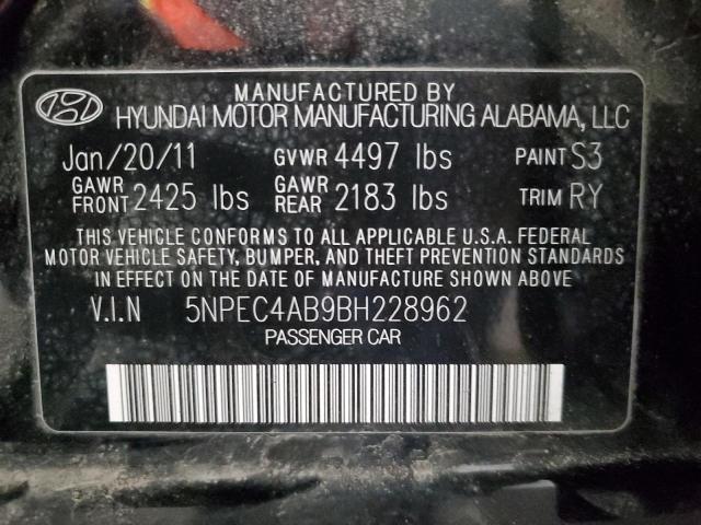 5NPEC4AB9BH228962 - 2011 HYUNDAI SONATA SE BLACK photo 12