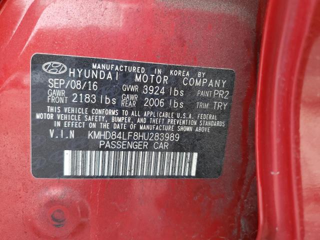 KMHD84LF8HU283989 - 2017 HYUNDAI ELANTRA SE RED photo 12