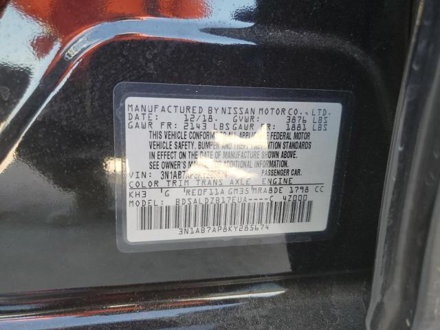 3N1AB7AP8KY285674 - 2019 NISSAN SENTRA S BLACK photo 13