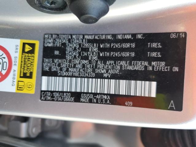 5TDKKRFH8ES034339 - 2014 TOYOTA HIGHLANDER XLE 银色 照片 13