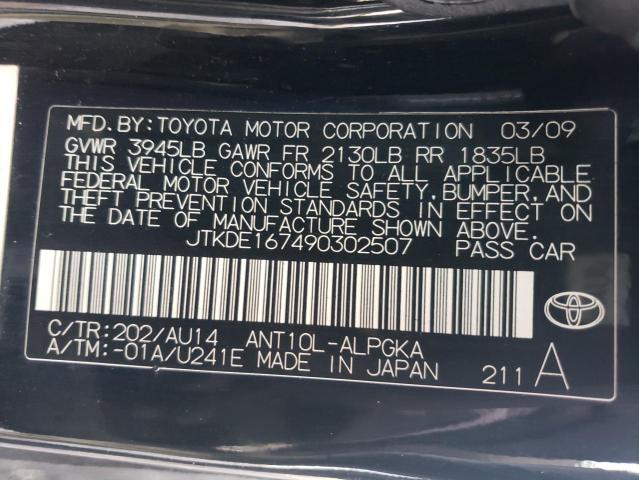 JTKDE167490302507 - 2009 TOYOTA SCION TC BLACK photo 12