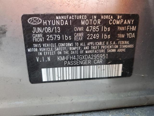 KMHFH4JGXDA295951 - 2013 HYUNDAI AZERA GLS SILVER photo 12