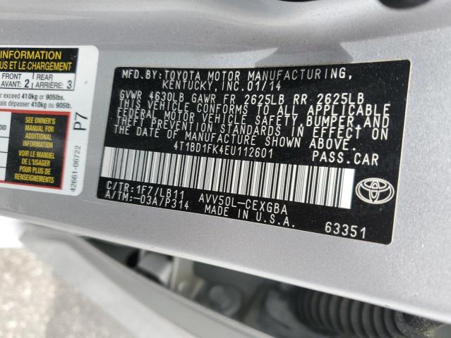 4T1BD1FK4EU112601 - 2014 TOYOTA CAMRY HYBRID WHITE photo 12