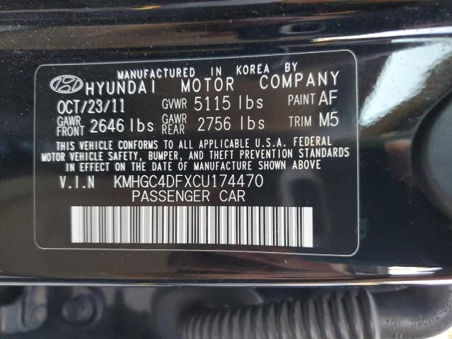 KMHGC4DFXCU174470 - 2012 HYUNDAI GENESIS 4.6L BLACK photo 12