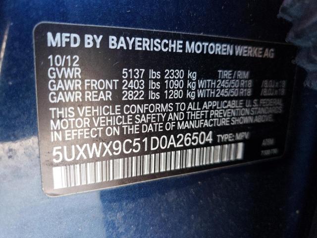 5UXWX9C51D0A26504 - 2013 BMW X3 XDRIVE28I BLUE photo 14