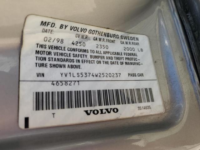 YV1LS5374W2520237 - 1998 VOLVO S70 T5 TURBO SILVER photo 12