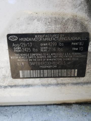 5NPEB4AC0DH804503 - 2013 HYUNDAI SONATA GLS WHITE photo 13