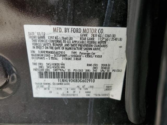 1LNHL9DK8DG602910 - 2013 LINCOLN MKS BLACK photo 12