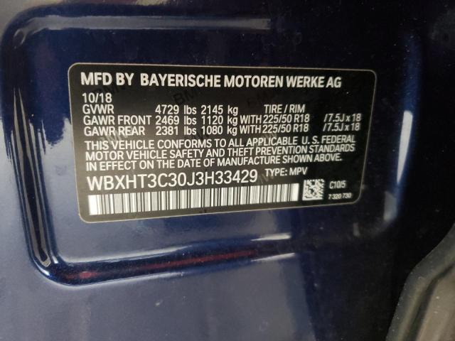 WBXHT3C30J3H33429 - 2018 BMW X1 XDRIVE28I BLUE photo 13