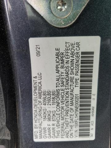 19XFL1H79NE000201 - 2022 HONDA CIVIC EXL Qara foto 12