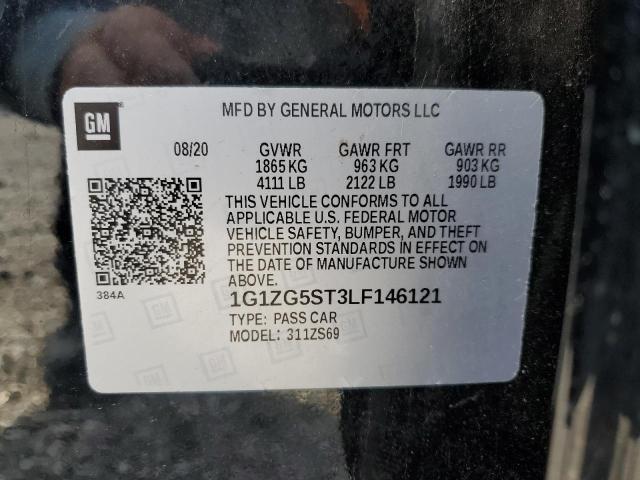 1G1ZG5ST3LF146121 - 2020 CHEVROLET MALIBU RS 黑色 照片 12